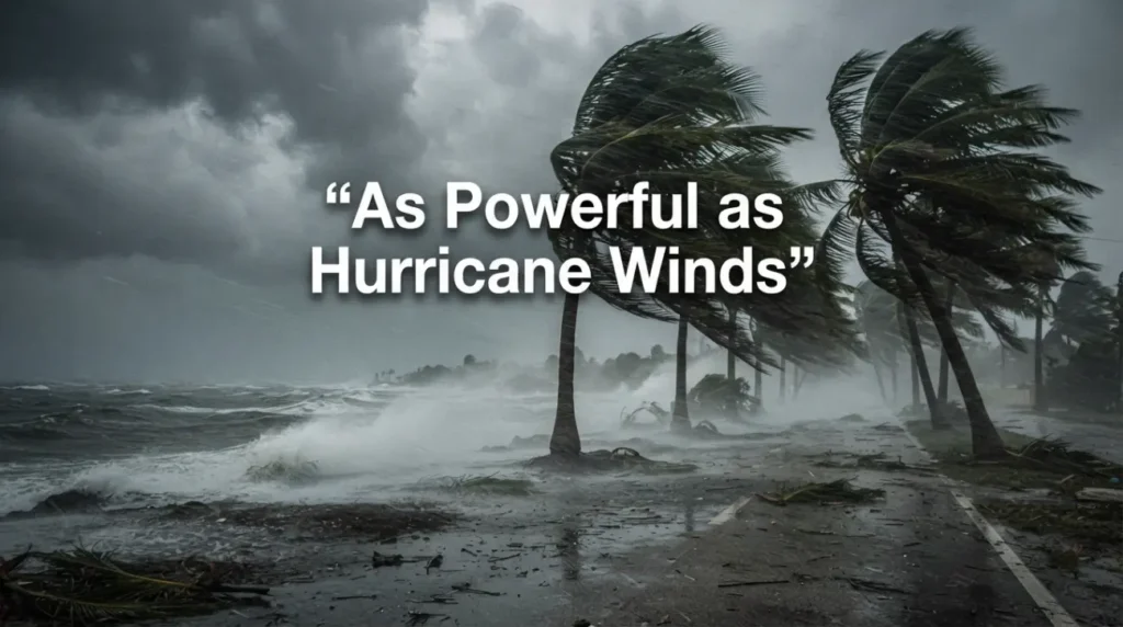As powerful as a hurricane wind