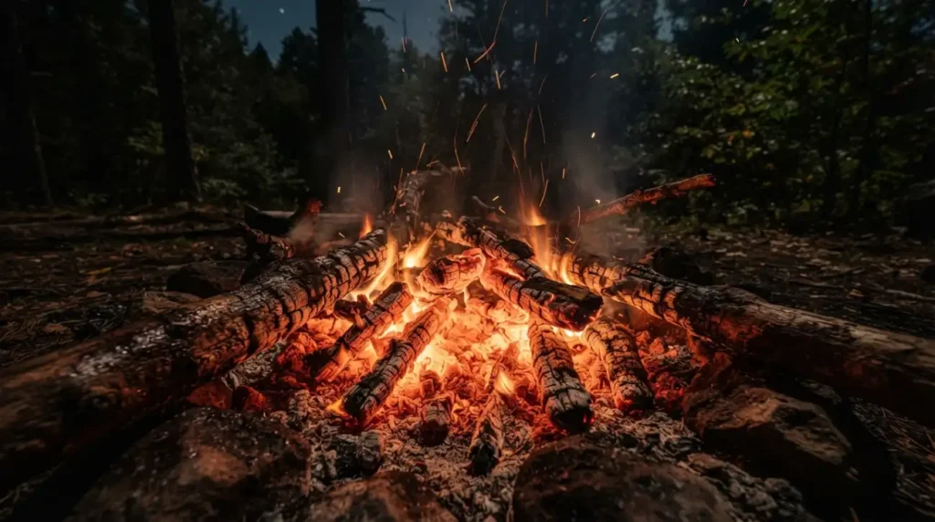 As red as a campfire glow