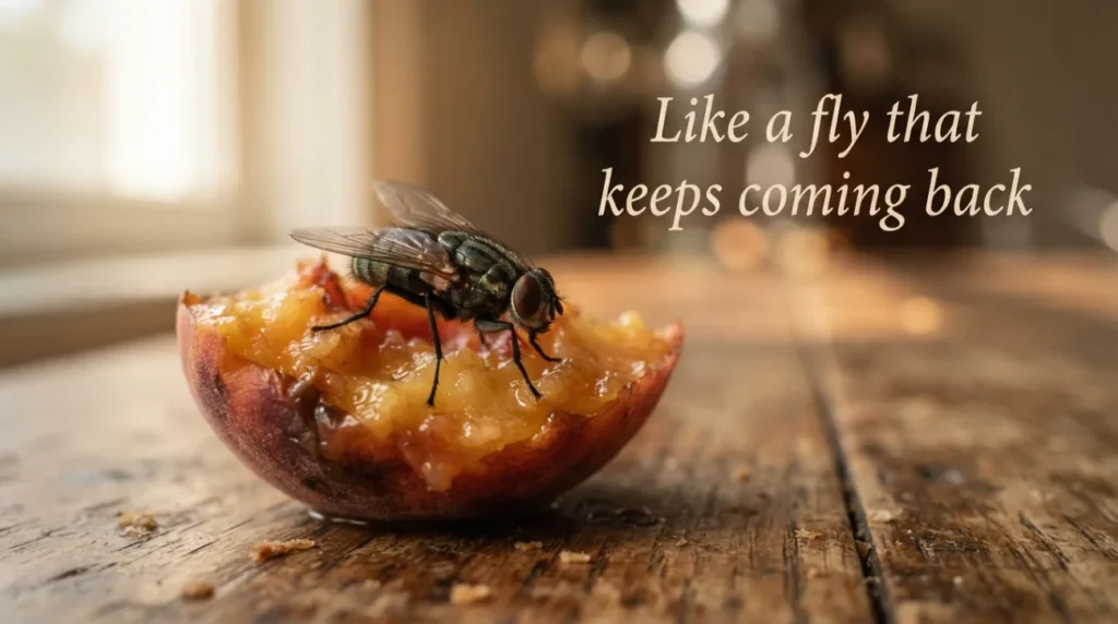 Like a fly that keeps coming back
