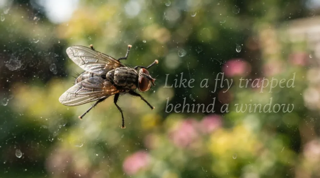 Like a fly trapped behind a window
