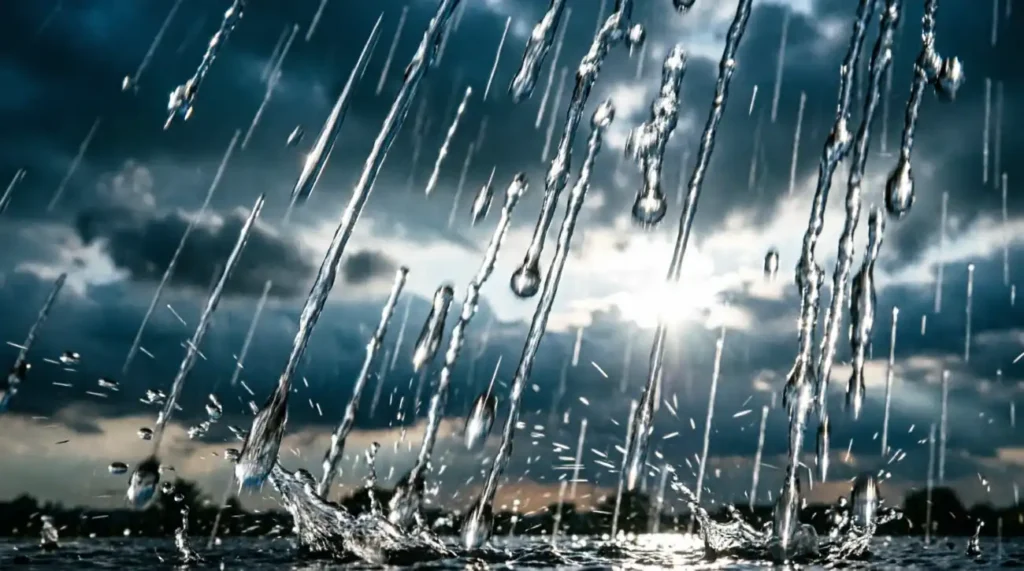 Rain fell like silver threads