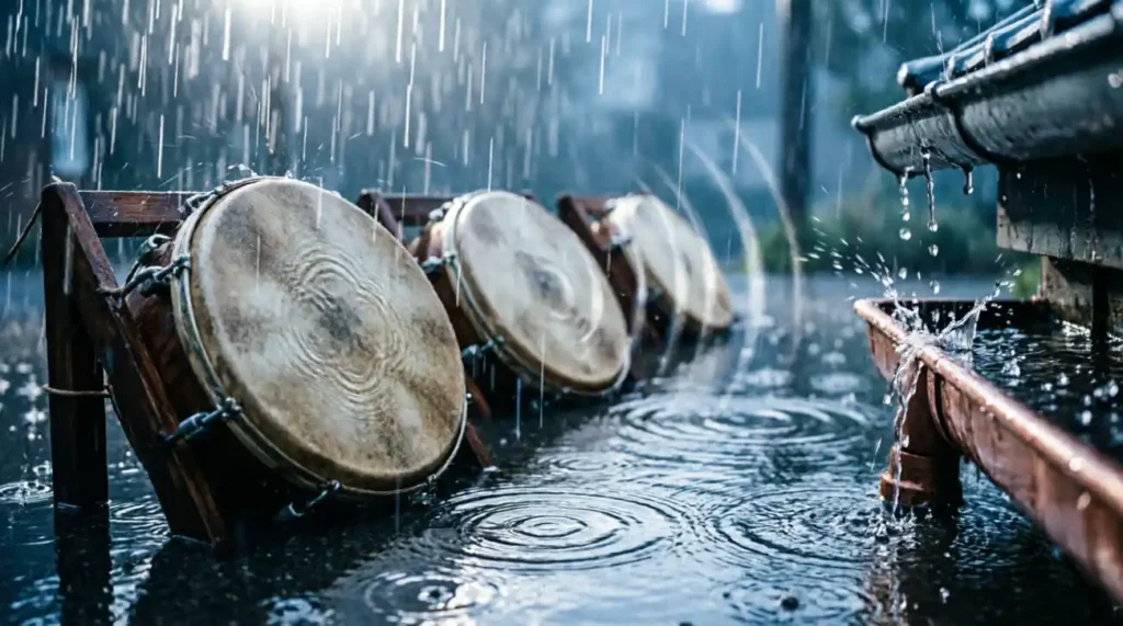 Rain sounded like a drumbeat