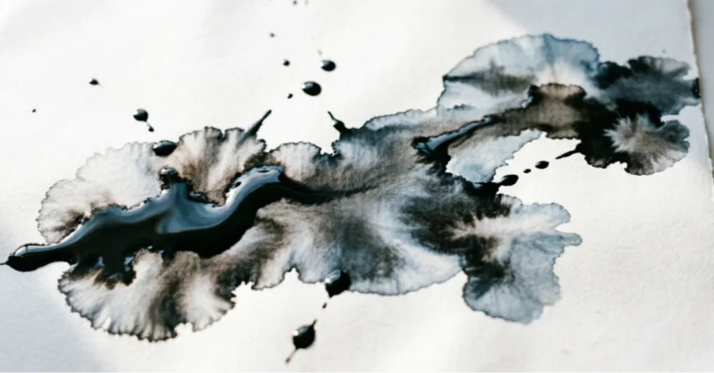 Shows like ink on white paper
