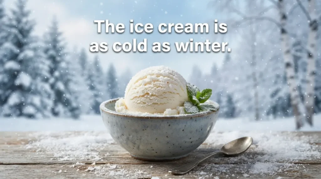 The ice cream is as cold as winter