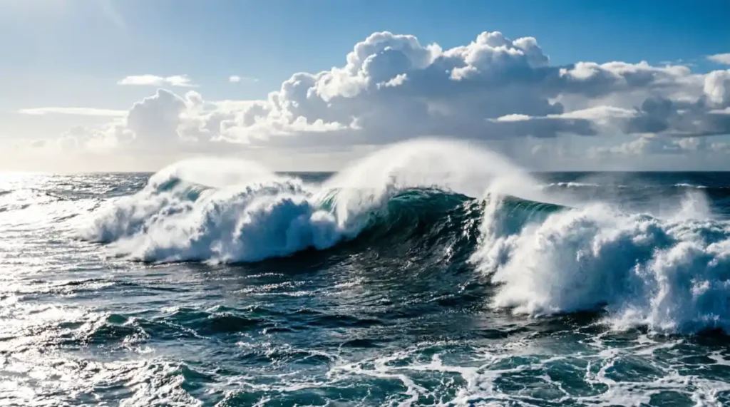 The waves were as white as clouds